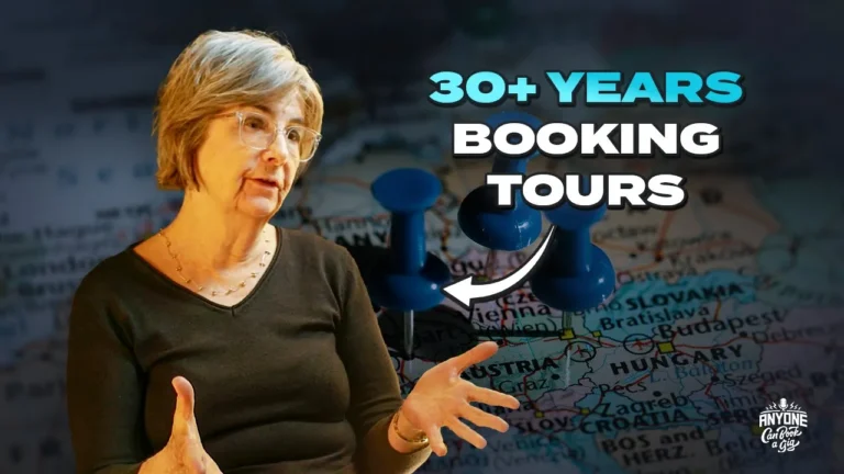 Katherine McVicker explaining how to book a gig